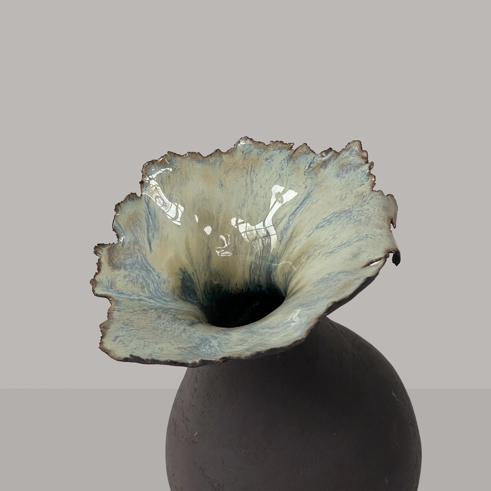 Sculptural Brutalist Vase by British Ceramicist Clive Brooker